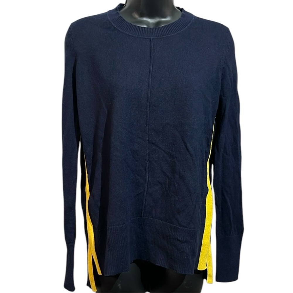 Boden Small Blue Yellow Wool Blend Crewneck Sweater
